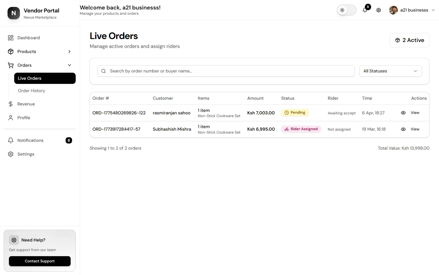 Vendor Dashboard screenshot 6